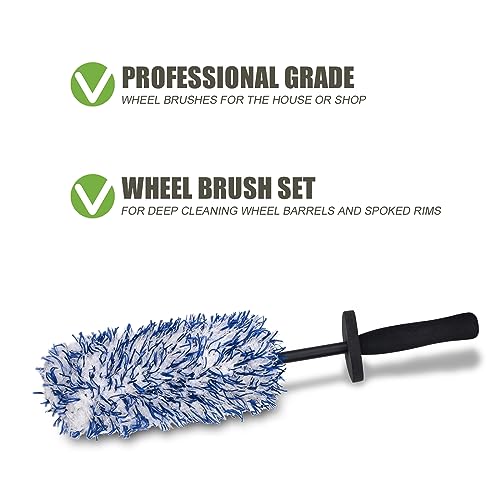 Car Cleaning Rim Cleaner Wheel Cleaning Brush, Metal Free Soft Synthetic Wool Car Brush, Highly Water Absorption Wheel Wash Brushes (Rim Brush) - color: Blue White