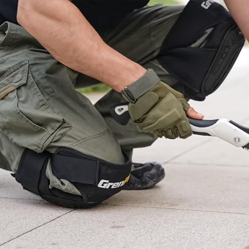 GRENPRO Heavy Duty Knee Pads, Gel Foam, Construction Work Gardening | Adjustable anti-slip straps, comfortable cushion for men and women, flooring, cleaning, tiling, roofing