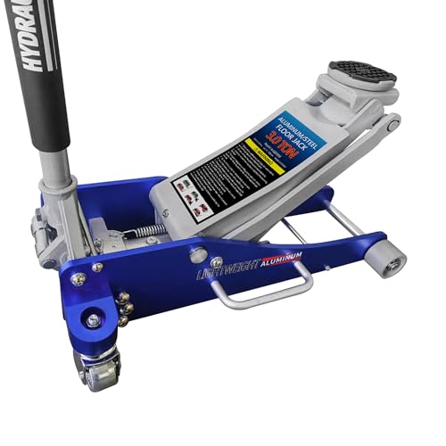 3T Aluminum Floor Jack, 6000 lb, Dual Pump, 3.35"-18.5" Lift | Aircraft-grade aluminum, dual pump, reinforced arm, side-mount handle. 3.35"-18.5" lift range. Lightweight & durable. - size: 3T Aluminum & Steel Blue