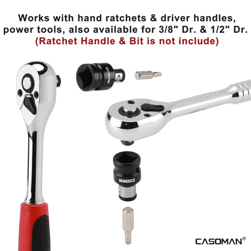 CASOMAN Bit Socket Adapter Set -1/4" *3/8" Dr. 1/4"*1/2" Dr., 5/16" *1/2" Dr.,1/4-Inch Dr. Hex Power Bit Holder & 5/16" 1/4-Inch Dr.Hex Power Bit Holder Set 6 Piece Impact Coupler Set