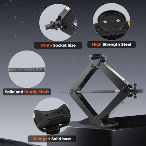 3-Ton Scissor Jack Kit for BMW & MINI with Rubber Jack Pads, Car Spare Tire Repair Tool Kit for BMW with Scissor Jack, Tire Changing Tools for BMW with Telescoping Lug Wrench (17/19/21/23mm)