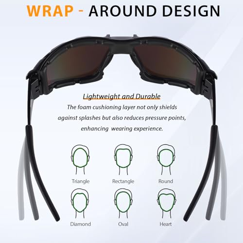 Safety Glasses for Men and Women, Anti-Fog UV Protection, Clear Lens Eye Protection Glasses Impact Resistant - color: 6pack-bule