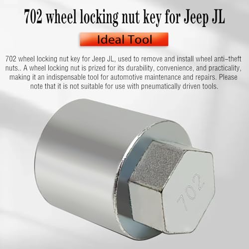 JL 702 for 27mm Nuts, Wheel Locking Nut Key for Jeep (JL) Dodge | Wheel Lock Nut Socket Adapter, Anti-Theft Lug Nut Removal Tool, Anti-Theft Screw Remover, Repair Tool, Tyre Fitting, garage - size: 702
