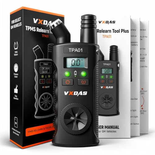 VXDAS TPA01 TPMS Relearn Tool for GM, 150PSI Digital Tire Pressure Gauge, 2 in 1 Tire Pressure Monitoring Sensor Activation Tool for Buick/Chevy/Cadillac/Opel Series Vehicles, 2 Mins Quick Reset