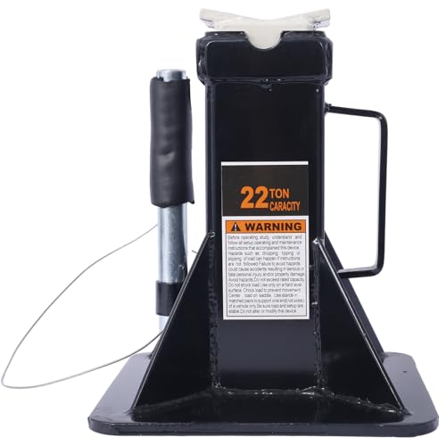 22 Ton (44,000 lbs) Jack Stands, 1 Pair, Heavy Duty Pin Type Professional Car Jack Stand with Lock,Wide Base Safety Design for for Cars, Trucks, SUVs, ATVs, UTVs - Black