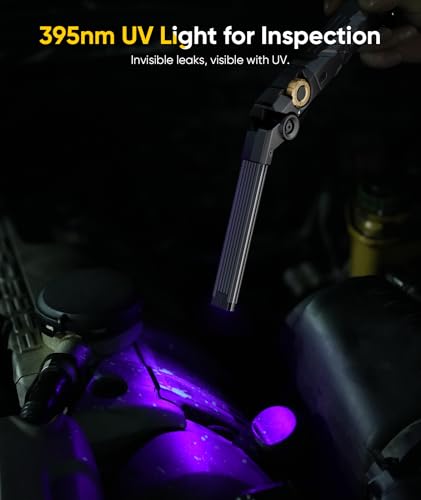 HOTLIGH ZF7885 5000mAh Rechargeable Work Light - 1500 LM Magnetic Flashlight, 4 Mode Mechanic Light with 395nm UV Lighting for Auto Repair, Outdoor Tasks, Fathers Day, Gifts for Men
