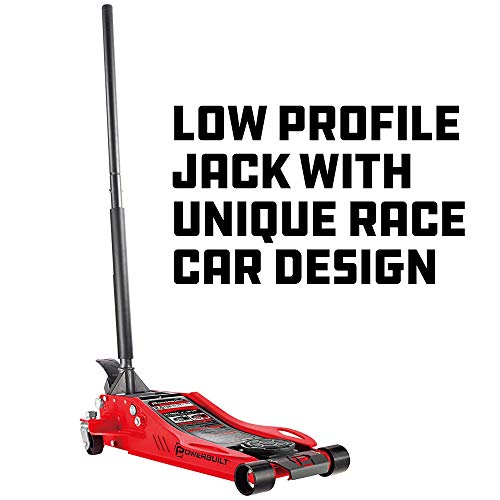 Powerbuilt 2.5 Ton Low Profile Fast Lift Floor Jack – Heavy Duty Dual Piston Quick Pump, 3" to 19.5" Lift Range for Cars, Trucks, SUVs – Precision Foot Pump, Wide Saddle – 240076 - size: 2.5 Ton Low Profile