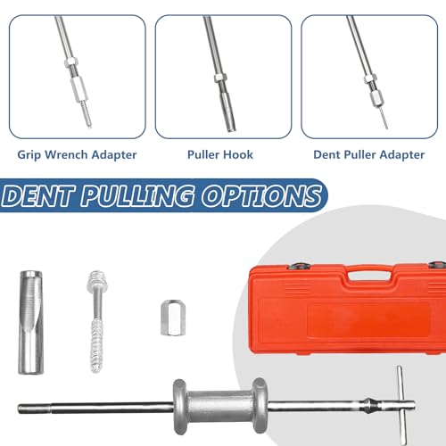 9-Way Slide Hammer Puller Set, Front Wheel Hub Bearing Remover & Rear Wheel Axle Hub Dent Shaft Puller Tool Kit Wheel Bearing Removal Tool - color: Red