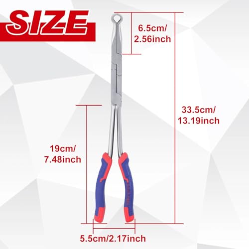 13Inch Long Reach XL Pivot Ring Nose Plier Extra Long Nose Hose Grip Pliers Spark Plug Pliers Hose Removal Plier with Serrated Jaw for Hard to Reach Narrow Spaces - style: Ring Nose