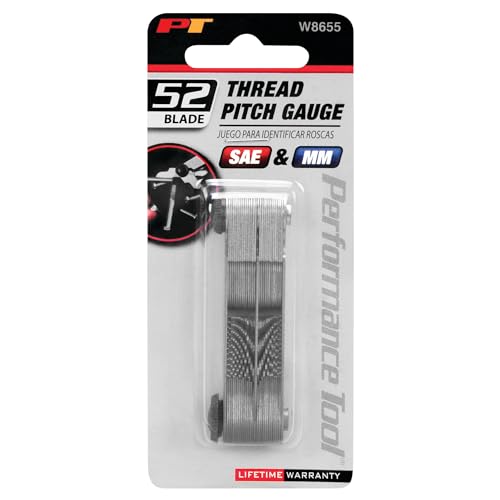 Performance Tool W8655 Combination Thread Pitch Gauge - Standard and Metric, 60 Degree Angle, Quality Construction for Accurate Readings.