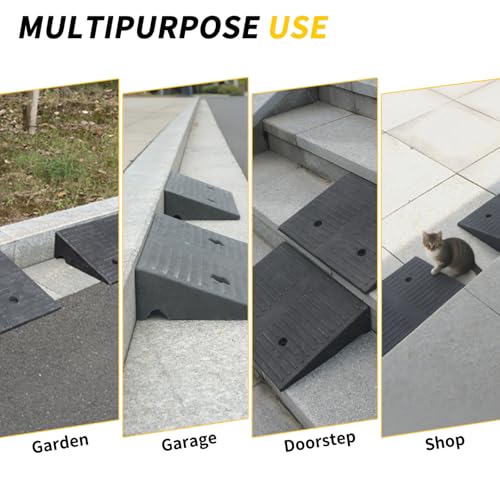 Curb Ramp 5 inch Rise Curb Ramps for Sidewalks Rubber 2 Pcs Driveway Ramps for Low Cars Curb Ramps for Driveway,Shed,Wheelchair 7000lbs Powersport Loading - size: 5"inch