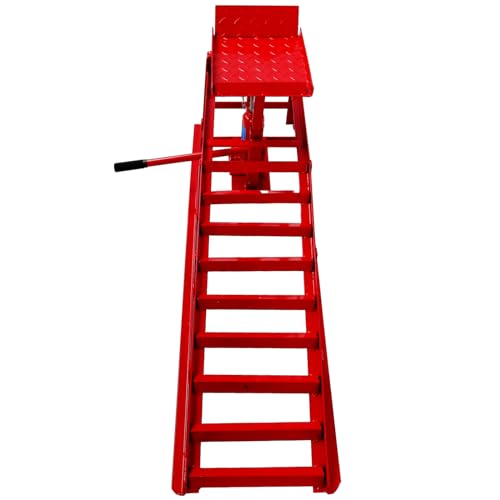 2pcs Car Ramps with 5T 10000lbs Heavy Duty Hydraulic Lift, Car Ramp for Oil Change and Repair, Low Profile Car Truck Lift Service Ramps, Portable Car Lift for Workshop, Repair Shop, Home Garage.Red - size: 2P Red