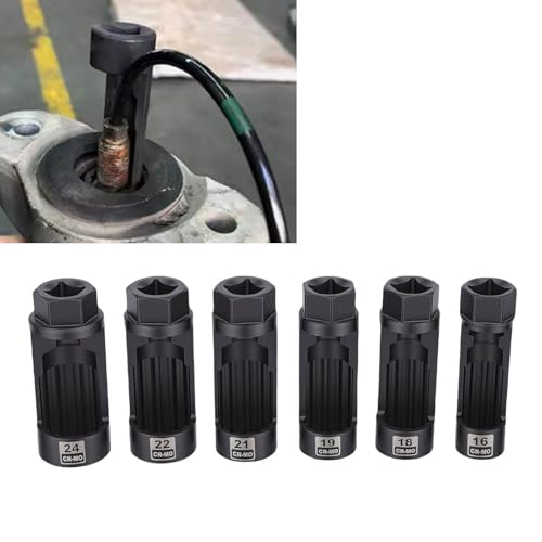 6pcs Suspension Strut Nut Socket Set, 16mm 18mm 19mm 21mm 22mm 24mm Shock Absorber Strut Nut Removal Tool Socket Kit