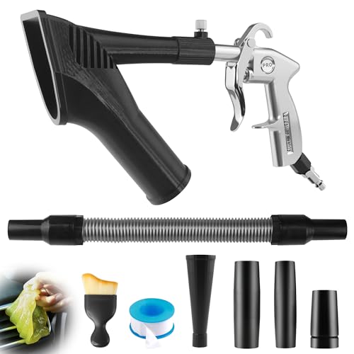 GOCCIDA 2IN1 Car Interior Detailing Air Cleaning Gun & Vacunm Gun | Multifunctional Car Cleaning Kit with Metal Nozzle,Extractor Vacuum Set Quickly Blasts Dirt and Dust from Surface with Air - color: white