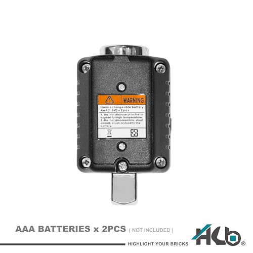 HB 3-Piece Digital Torque Adapter Set AAM002-U, 1/2" Drive 7.4–147.6 Ft-lb (10–200Nm), ±2% Accuracy, Peak/Trace Modes, 5 Units, Memory, LED & Buzzer Alerts, Chrome Vanadium Steel, Made in Taiwan - size: Digital Torque Adapter Set