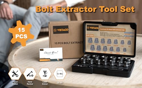 Bolt Extractor Kit, 15 Piece Easy Out Lug Nut Remover Set | Includes 3/8" Adapter • Heavy-Duty CR-MO Steel • Removes Rounded, Rusted, Frozen & Damaged Bolts, Nuts & Screws - color: 15 Pc Bolt Extractor