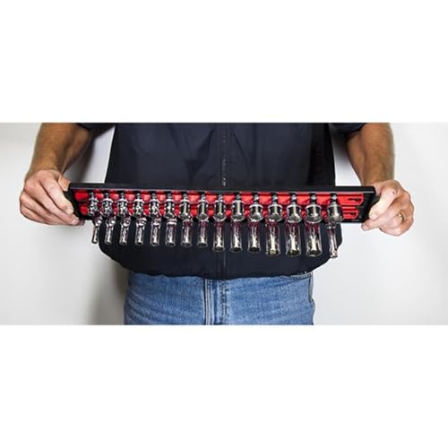 Ernst Manufacturing - 8492 Socket Boss 2-Rail 1/4-Inch-Drive Socket Organizer, 13-Inch, Red - Made in the USA - color: Red, size: 1/4", style: 13-INCH