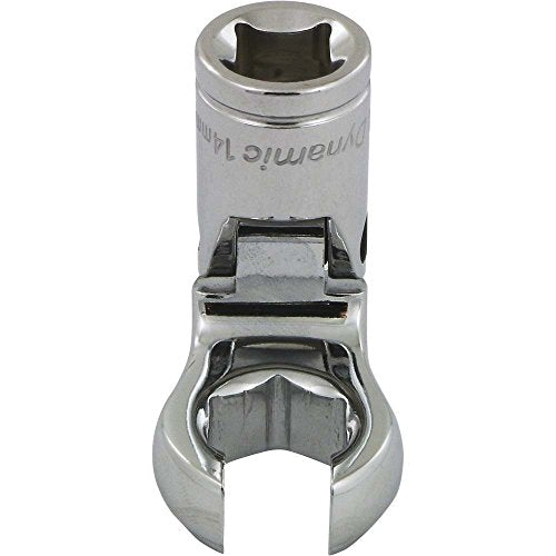 Dynamic Tools 3/8" Drive Metric 14mm Flex Head, Crow Foot Flare Nut Socket, Chrome Finish - size: 14 mm