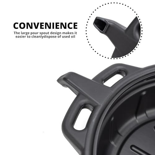 NEIKO 20760A 4 Gallon (16L) Anti-Splash Drain Container with Pour Spout, Black Plastic Drip Catcher for Fluid Changes - style: 4 gal/16 L Oil Drain Pan