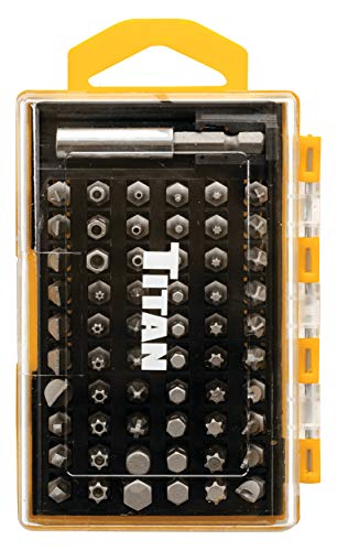 Titan 16061 61-Piece Security Bit Set with Magnetic Bit Holder | Includes TR Star, Star, SAE Hex, Metric Hex, Pozi, Spanner, Square, Slotted, and Phillips Bits - size: 61pc x 1-Inch