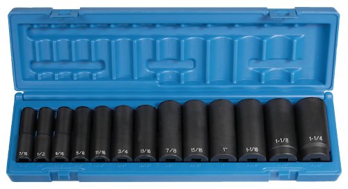 Grey Pneumatic Corp 1312D 1/2'' Drive Deep Length Fractional Set - 13 Piece - style: 13 Piece Deep Set
