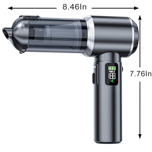 Handheld Car Vacuum Cordless with Air Duster, 30-Min Runtime 20000Pa Suction, Portable Rechargeable Small Handheld Vacuum for Car Detailing Interior Cleaning Pet Hair,Silver&Gray