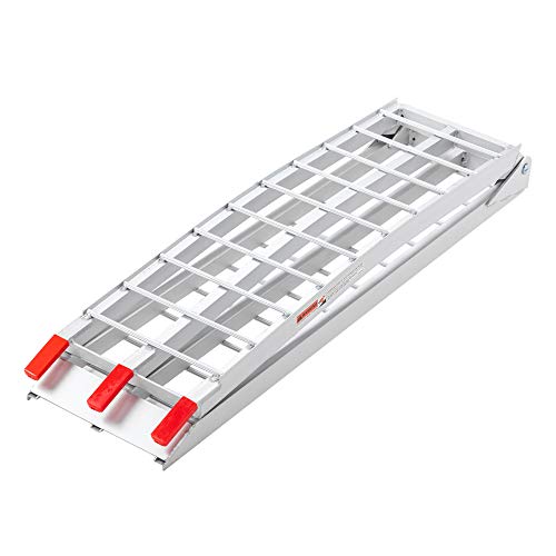 TUFFIOM 7ft Aluminum Motorcycle Ramps 1500lbs Capacity, 2pcs Folding Loading Truck Ramps for Pickup Trucks Bed, Trailer Ramp with Load Straps for UTV/ATV/Lawn Mower/Dirt Bike, Lightweight & Portable