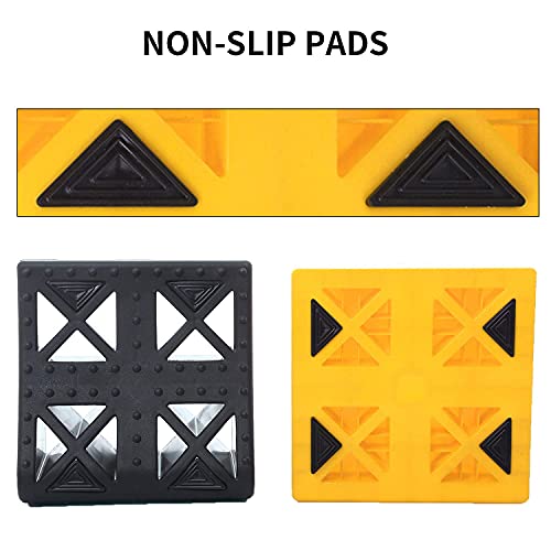 Homeon Wheels 10 Packs Rv/Camper Leveling Blocks, Chocks Anti-Slip Pads Design Include One Wheel Chock and Carrying Bag for Camper Travel Trailer - Yellow - color: Yellow + Black chock