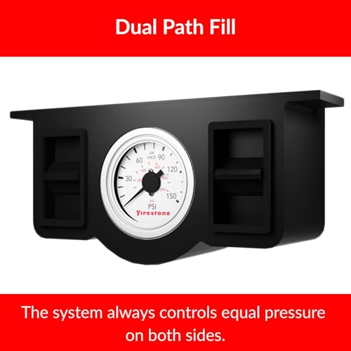 TrendsAuto Firestone Airide Ride-Rite Rear Air Spring Kit with Air Command Dual Electric Analog Gauge Standard Compressor fits 2010 2026 Ram 3500HD Cab Chassis with 0" Lift | Includes TrendsAuto Decal - size: Dual Path (Analog Only)