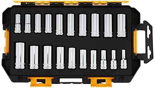 DEWALT Accessory Socket Set, 15-Piece (DWMT73807) & Deep Socket Set, 20-Piece, 3/8" Drive Metric/SAE (DWMT73812)