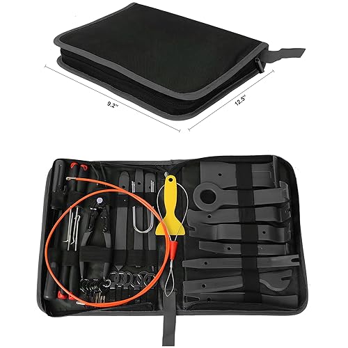 GOOACC 40Pcs Trim Removal Tool,Auto Terminal Removal Key Tool,Auto Clip Pliers Stereo Removal Tools,Car Upholstery Repair Removal Kit,Precision Hook and Pick Set,Wiring Threader,Car Film Scrape-Black - color: Black