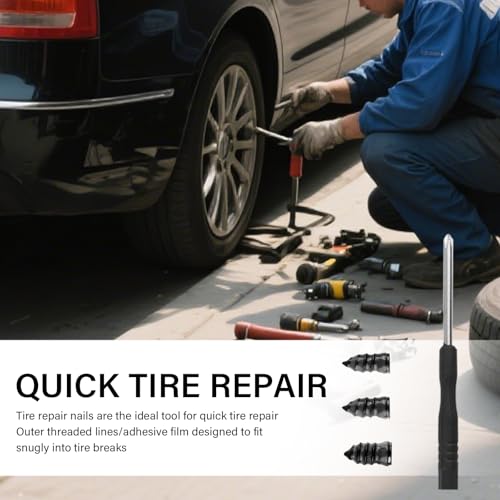 30PCS Tire Screw Plug Repair Kit,Self-Service Tire Repair Kit Includes 3 Sizes of Screw in Tires Plugs & Screwdriver for Quick Repairs,Professional Tires Repairs Rubber Nail (30PCS) - color: 30PCS