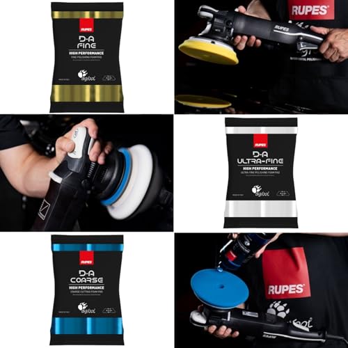 RUPES D-A Series 4" Orbital Foam Polishing Pads Bundle - Includes 6 Fine, 6 Ultra Fine and 6 Coarse Foam Pads - Tailored to Meet the Diverse Needs of Automotive Detailing