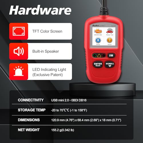 Autel OBD2 Scanner AL329, Upgraded AutoLink AL319, Auto VIN, Check-Engine-Light Code Reader, MIL Reset, One-Click I/M Readiness, CAN Car Diagnostic Scan Tool, for All OBD II Vehicles After 1996