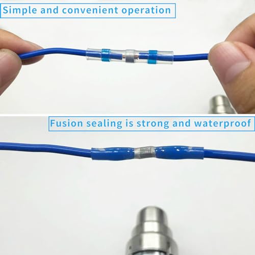 120PCS Heat Shrink Solder Butt Connectors Kit, Waterproof Insulated Electrical Wire Terminals, Waterproof Marine Automotive Wire Connectors (White Red Blue Yellow) - size: 120 PCS