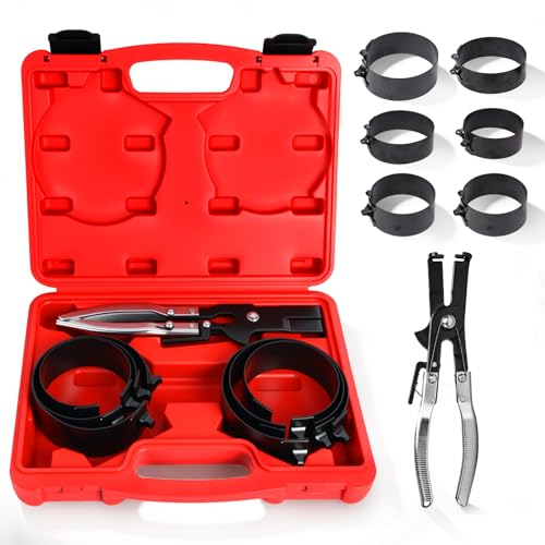 MRCARTOOL Piston Ring Compressor Tool 7Pcs with Plier,6 Rings 2-7/8"-4-5/8" | Ratchet-Locking Piston Ring Pliers,Black Coated Steel, Wear-Resistant, Rustproof, for Car Truck Motorcycle Engine - size: Premium 7-Piece Set