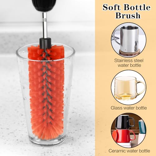 1 Pack Drill Brush for Car Wheel and Bottle(Red) | for Wheels, Rims, Engines, Exhaust, Bottle - color: 1 Pack Red