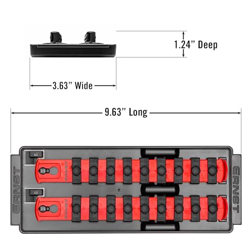 Ernst Manufacturing 8-Inch Socket Boss, 2-Rail Socket Tray, Red - 3/8" Drive Twist-Lock Organizer, Made in the USA - color: Red, size: 2-Rail, style: 3/8" Drive