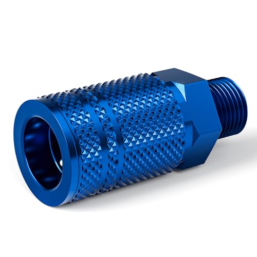 TAISHER 3-Way Straight Air Manifold 4 Ports Aluminum Industrial Pneumatic Air Compressor Quick Connect Socket In Line Type Air Hose Splitter with 3 Couplers and 1/4" Male NPT Plug