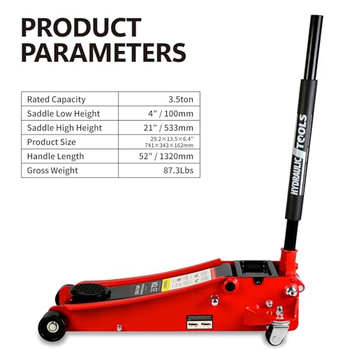 Floor Jack 3.5 Ton, Low Profile Floor Jack, Heavy Duty Steel Racing Jacks with Single Piston Quick Lift Pump, Hydraulic Car Jacks Lifting Range 3.3"-15.2" (3.5 Ton) - size: 3.5 Ton