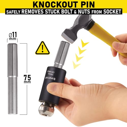 Spurtar 5 Pcs Lug Nut Removal Tool 17mm 19mm 21mm 22mm | 1/2 inch Drive Lug Nut Extractor Set Bolt Extractor Kit for Removing Damaged, Rounded Bolt
