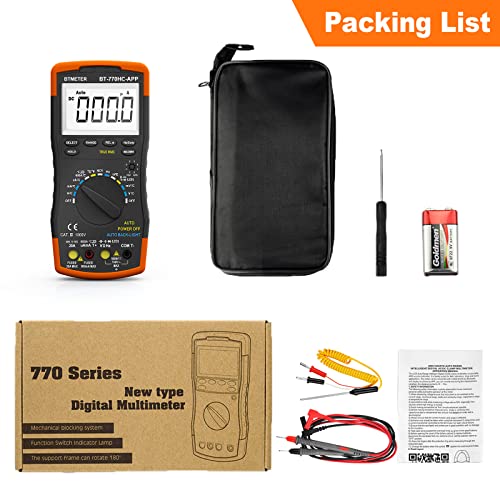 BTMETER Digital Multimeter, Handheld TRMS 6000 Multi Meter Auto Range Voltmeter Ammeter Measure AC DC Volt Amp Ohm Continuity Capacitance Frequency Diode hFE Transistor Temp 770HC-APP - color: 6000 Counts Multimeter Logger 770HCAPP