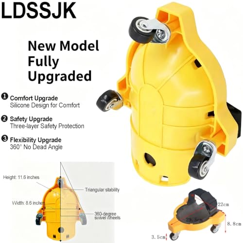 Industrial knee pads with wheels,Rolling knee pads with three wheels that allow 360° free sliding, equipped with a soft and thick foam pad, are suitable for various ground work scenarios such as tile installation, wooden floor installation, and vehicle ma