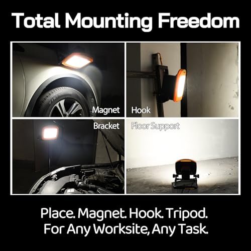7000LM 45W Waterproof Cordless LED Work Flood Light, Compatible for Dewalt Makita 20V Milwaukee 18V m18 Rechargeable Lithium Tool Battery,Portabale for Construction Jobsite - style: Cordless Version-7K LM-Yellow