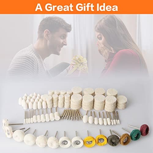 134PCS Buffing Wheels Polishing Kit for Dremel, Polishing Wheel Polishing Bits for Rotary Tool Accessories with 1/8" Shank, Abrasive Wheel Buffing Wool Felt Sanding Kit for Jewelry Wood Metal Watch - style: 134PCS Buffing Wheels