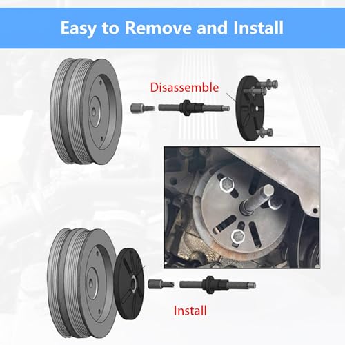 59 Pcs Harmonic Balancer Puller Removal & Installation Tool Kit, Flywheel Remover, Crankshaft Pulley Removal Steering Wheel Pulling Set, Compatible with Buick Regal, Lacrosse GL8, Firstland, etc.