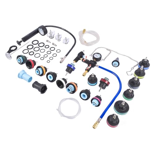 Coolant Pressure Tester Kit, 31pc Master Coolant Vacuum Refill Kit with 23 Radiator Adapters, Radiator Cooling System Pressure Tester Kit with Vacuum Pump Vacuum Purge and Refill Tool