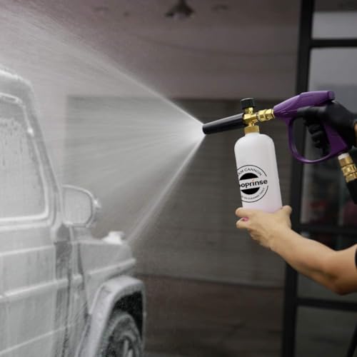 Sooprinse Foam Cannon Snow Foam Lance Nozzle Pressure Washer Jet Wash,Foam cannon lance kit with Pressure Washer Spray Gun,30 Degree Gutter Cleaner Wand with Nozzle Tip Attachment - color: Purple
