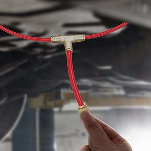 Hromee Push to Connect Union Tee Fittings, 1/4 Inch OD Tube Adapter for Air Spring Suspension Line Service Kit - size: Tee Fittings