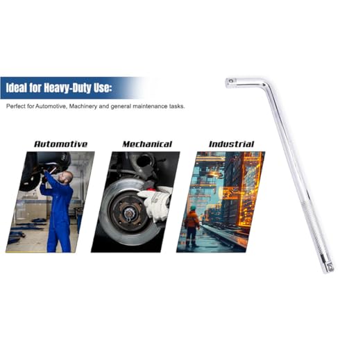 L Handle Breaker Bar 1/2 inch drive 12 inch length Socket Wrench, Heavy-Duty Double end drive Extension Bar for Car, Truck, Van Square Drive Socket Handle E-2211A - size: 1/2 inch 12